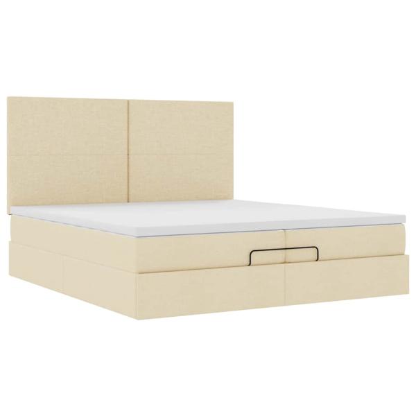 Ottoman-Bett mit Matratzen & LEDs Creme 200x200 cm Stoff