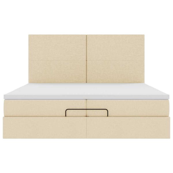 Ottoman-Bett mit Matratzen & LEDs Creme 200x200 cm Stoff