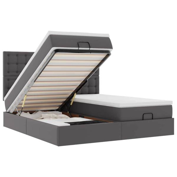 Ottoman-Bett mit Matratzen Grau 200x200 cm Kunstleder
