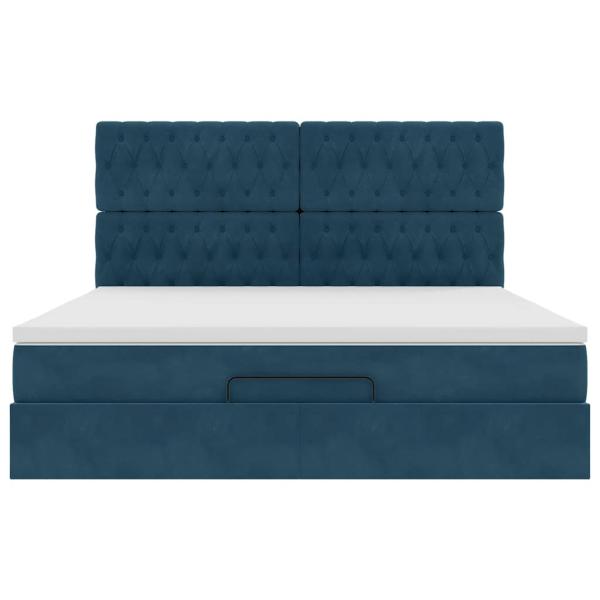 Ottoman-Bett mit Matratzen & LEDs Dunkelblau 180x200 cm Samt