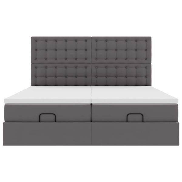 Ottoman-Bett mit Matratzen & LEDs Grau 160x200 cm Kunstleder