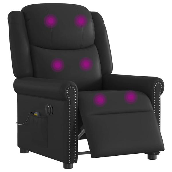 Relaxsessel Massage Elektrisch Glänzend Schwarz Kunstleder