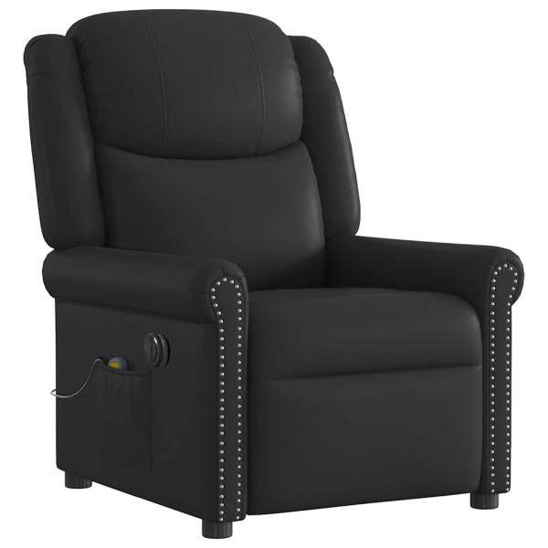 Relaxsessel Massage Elektrisch Glänzend Schwarz Kunstleder