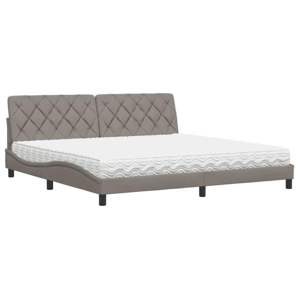 Bett mit Matratze Taupe 200x200 cm Stoff