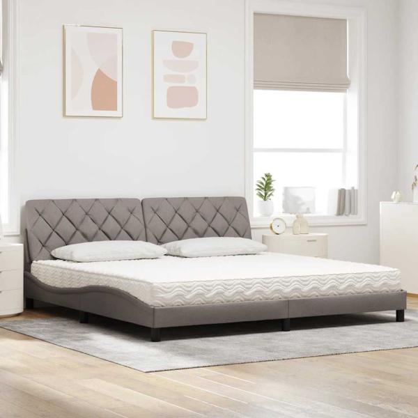 Bett mit Matratze Taupe 200x200 cm Stoff