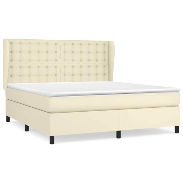 Boxspringbett mit Matratze Creme 160x200 cm Kunstleder