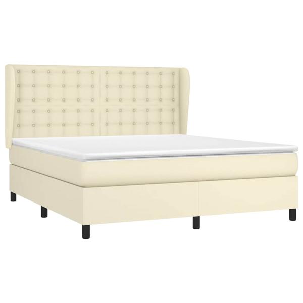 Boxspringbett mit Matratze Creme 160x200 cm Kunstleder