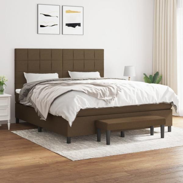 ARDEBO.de - Boxspringbett mit Matratze Dunkelbraun 160x200 cm Stoff