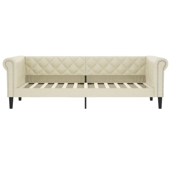 Tagesbett Ausziehbar mit Schubladen Creme 90x200 cm Kunstleder