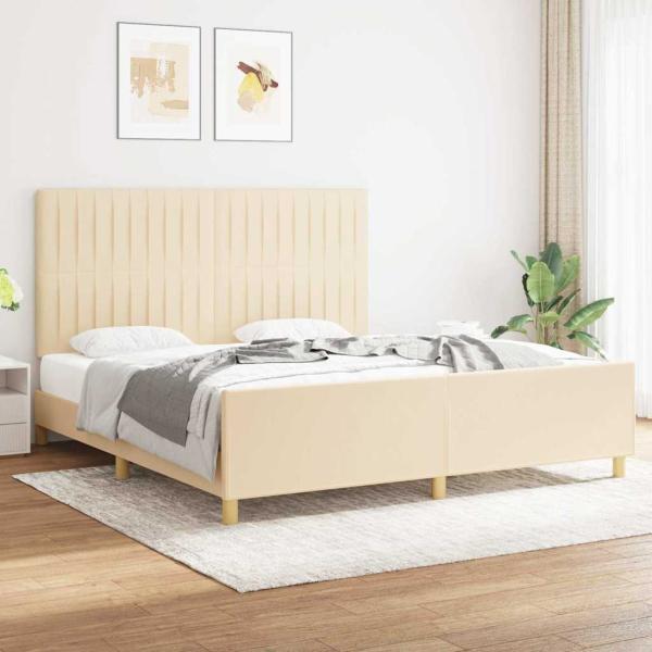 ARDEBO.de - Bettgestell ohne Matratze Creme 180x200 cm Stoff