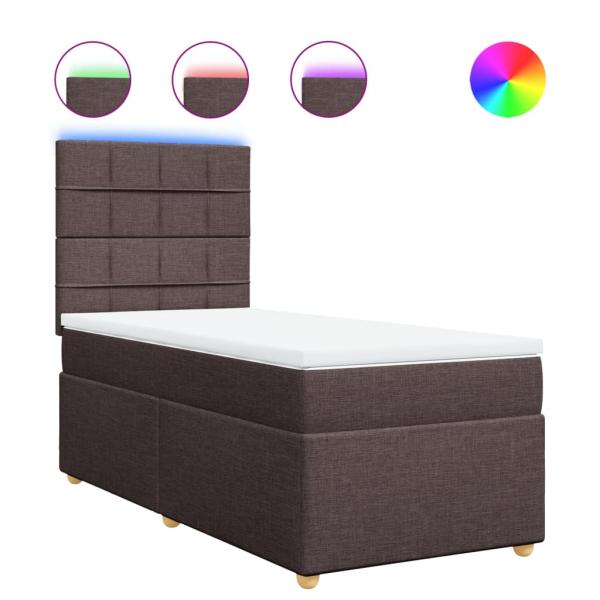 Boxspringbett mit Matratze Dunkelbraun 80x200 cm Stoff