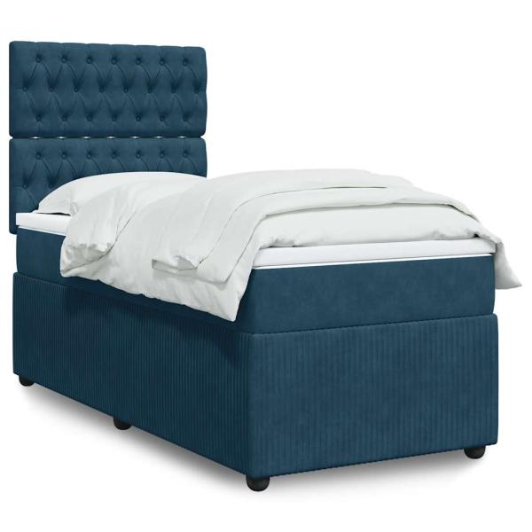 ARDEBO.de - Boxspringbett mit Matratze Dunkelblau 90x200 cm Samt