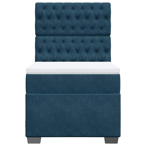 Boxspringbett mit Matratze Blau 90x200 cm Samt