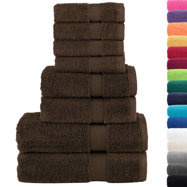 8 tlg. Premium-Handtuch-Set SOLUND Braun 600 g/m²