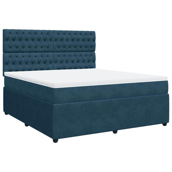 Boxspringbett mit Matratze Dunkelblau 180x200 cm Samt