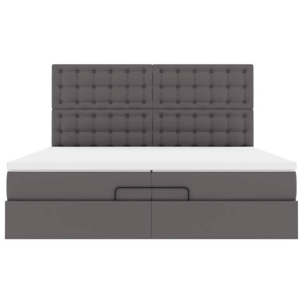 Ottoman-Bett mit Matratzen & LEDs Grau 200x200 cm Kunstleder
