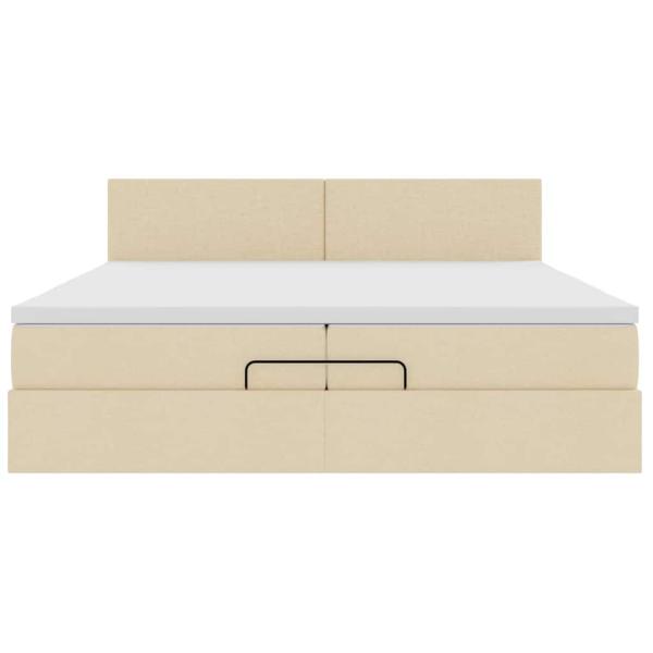 Ottoman-Bett mit Matratzen & LEDs Creme 200x200 cm Stoff