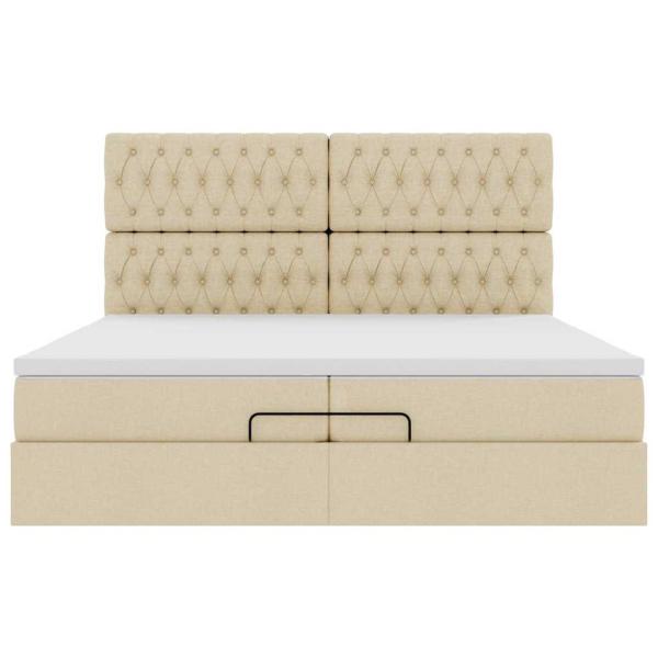 Ottoman-Bett mit Matratzen Creme 200x200 cm Stoff