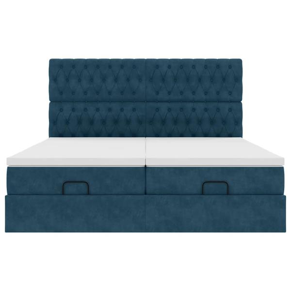 Ottoman-Bett mit Matratzen Dunkelblau 180x200 cm Samt