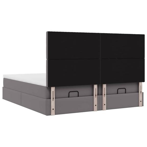 Ottoman-Bett mit Matratzen & LEDs Grau 200x200 cm Kunstleder