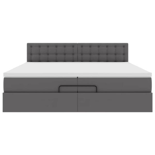 Ottoman-Bett mit Matratzen Grau 200x200 cm Kunstleder