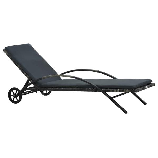 ARDEBO.de - Sonnenliege mit Kissen und Rädern Poly Rattan Anthrazit