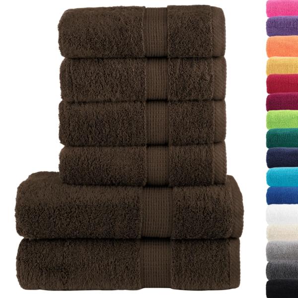 6 tlg. Premium-Handtuch-Set SOLUND Braun 600 g/m²
