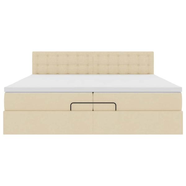 Ottoman-Bett mit Matratzen & LEDs Creme 200x200 cm Stoff