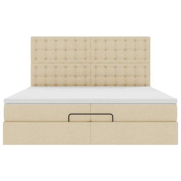 Ottoman-Bett mit Matratzen & LEDs Creme 200x200 cm Stoff