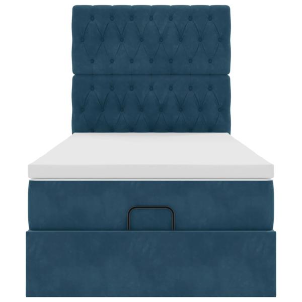 Ottoman-Bett mit Matratzen Dunkelblau 90x200 cm Samt