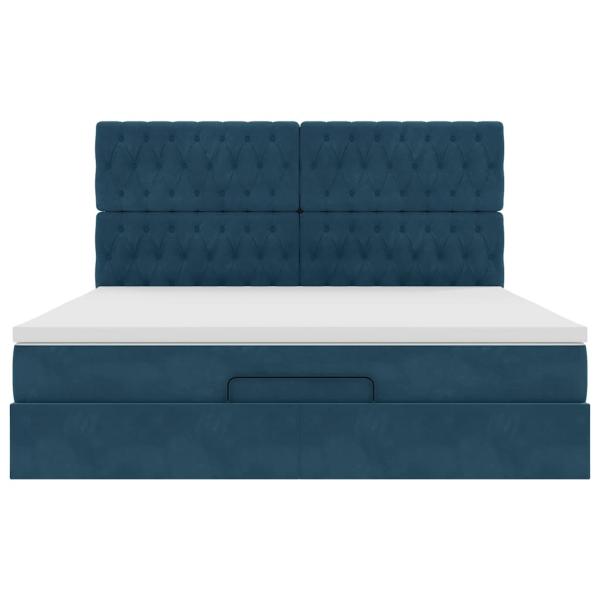 Ottoman-Bett mit Matratzen Dunkelblau 180x200 cm Samt