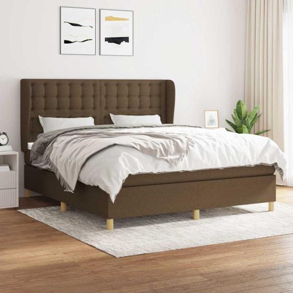 ARDEBO.de - Boxspringbett mit Matratze Dunkelbraun 160x200 cm Stoff