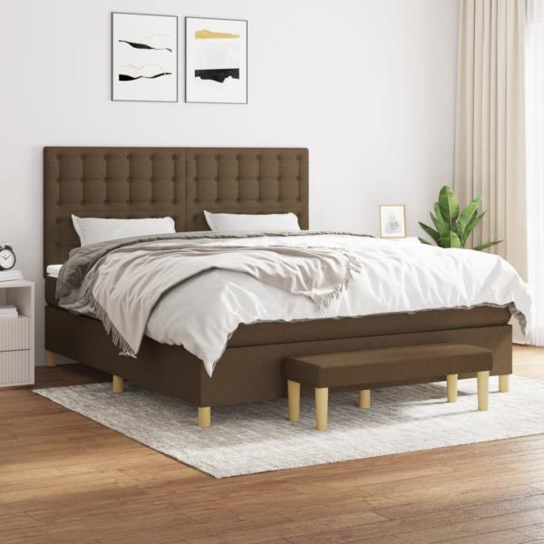 ARDEBO.de - Boxspringbett mit Matratze Dunkelbraun 160x200 cm Stoff