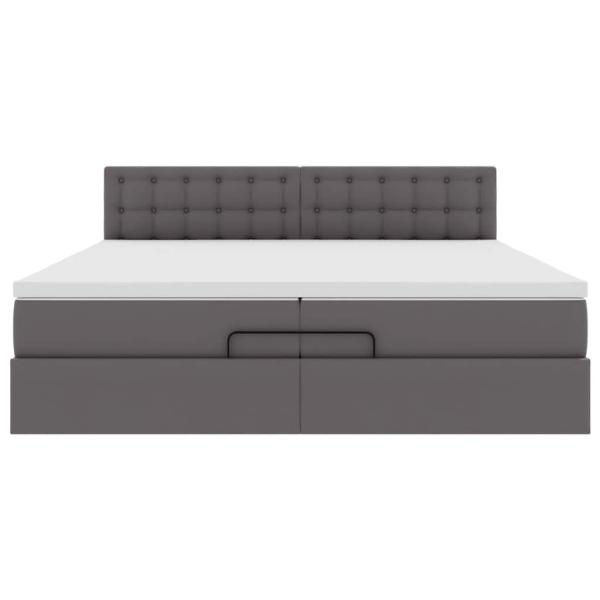 Ottoman-Bett mit Matratzen & LEDs Grau 200x200 cm Kunstleder