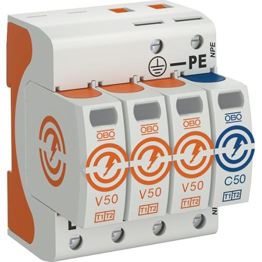 OBO Bettermann Blitzstrom-Kombiableiter 4-polig "V50-B+C/3" V50-3+NPE-280
