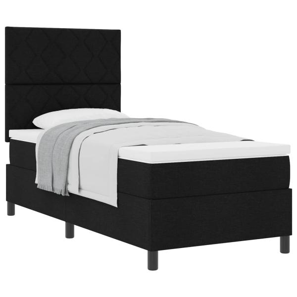 Boxspringbett mit Kopfteil Schwarz 90 x 200 cm Stoff