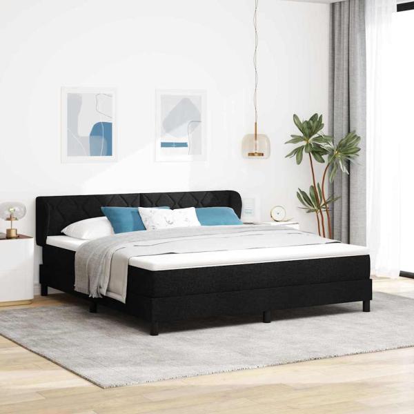 ARDEBO.de - Boxspringbett mit Kopfteil Schwarz 180 x 200 cm Stoff