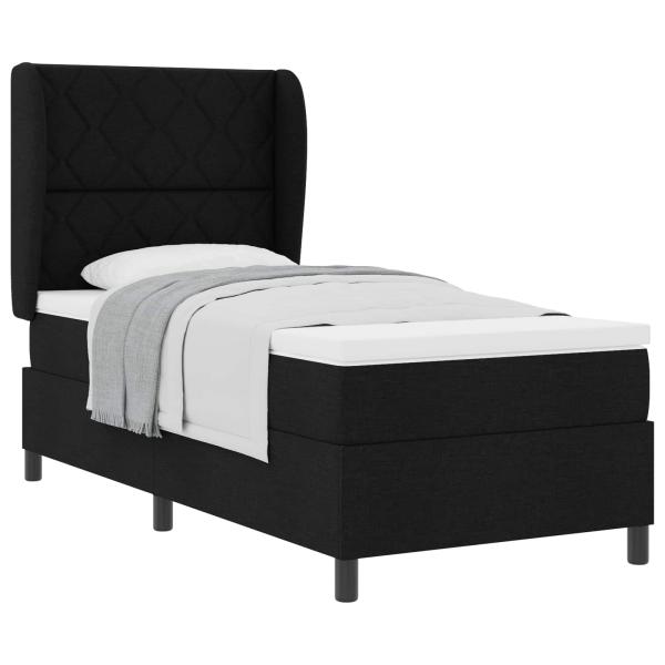 Boxspringbett mit Kopfteil Schwarz 90 x 200 cm Stoff