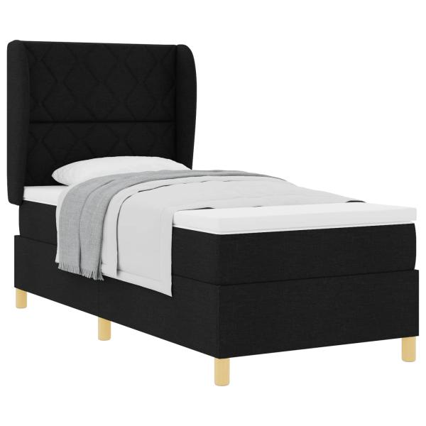 Boxspringbett mit Kopfteil Schwarz 200 x 90 cm Stoff