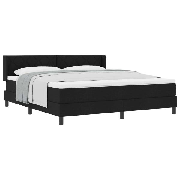 ARDEBO.de - Boxspringbett mit Kopfteil Schwarz 200 x 180 cm Stoff