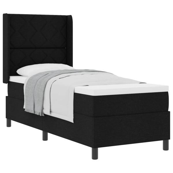 Boxspringbett mit Kissen mit Kopfteil Schwarz 190 x 90 cm Stoff