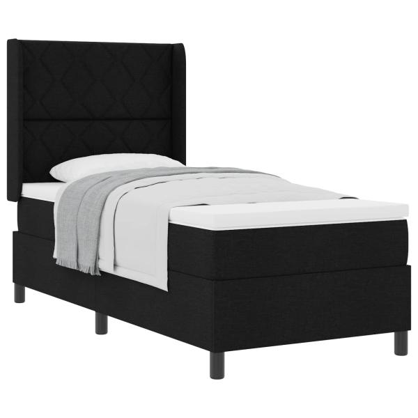 Boxspringbett mit Kissen mit Kopfteil Schwarz 200 x 90 cm Stoff