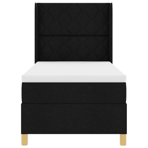 Boxspringbett mit Kopfteil Schwarz 90 x 200 cm Stoff