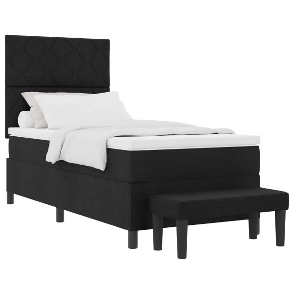 Boxspringbett mit Kopfteil Schwarz 90 x 190 cm Stoff