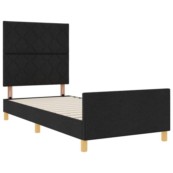 Bettgestell mit Kopfteil Schwarz 90 x 190 cm Stoff