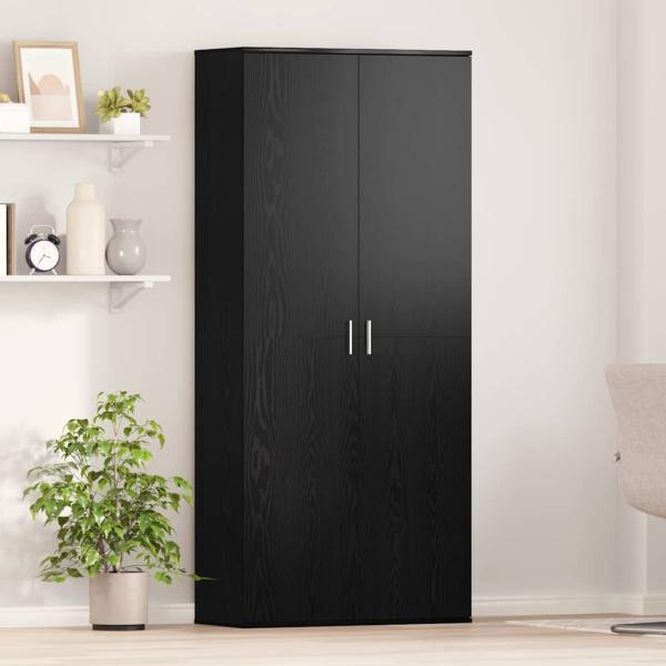 ARDEBO.de - Highboard 80 x 35 x 180 cm Holzwerkstoff Schwarz Eichen-Optik