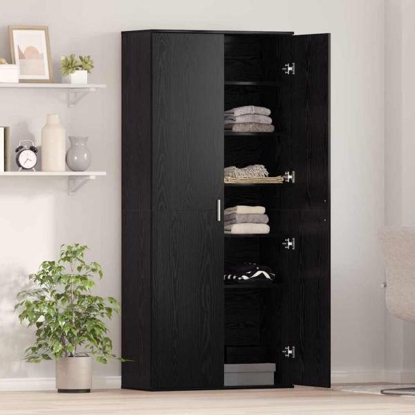 Highboard 80 x 35 x 180 cm Holzwerkstoff Schwarz Eichen-Optik