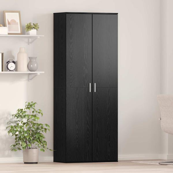ARDEBO.de - Highboard 70 x 33,5 x 180 cm Holzwerkstoff Schwarz Eichen-Optik