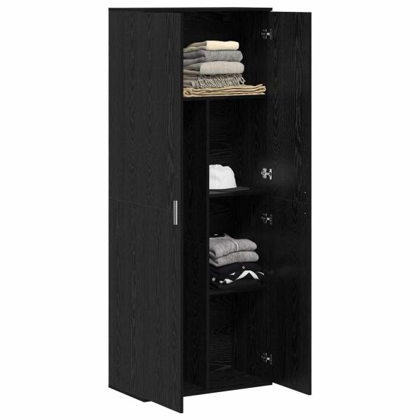 Highboard 70 x 33,5 x 180 cm Holzwerkstoff Schwarz Eichen-Optik