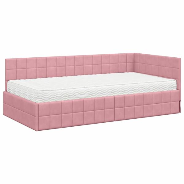Eckbettgestell mit Matratze 2 stk. Rosa 100 x 200 cm Samt